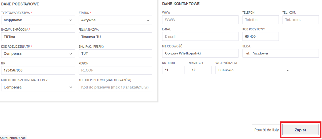 (przykładowo wypełnione Towarzystwo Ubezpieczeniowe) (przykładowo wypełnione Towarzystwo Ubezpieczeniowe)